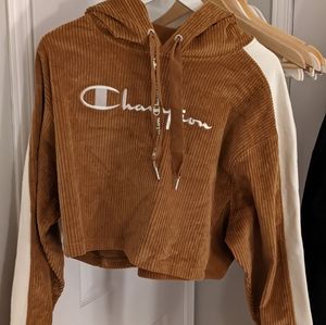 Corduroy Champion Cropped Hoodie - Size M